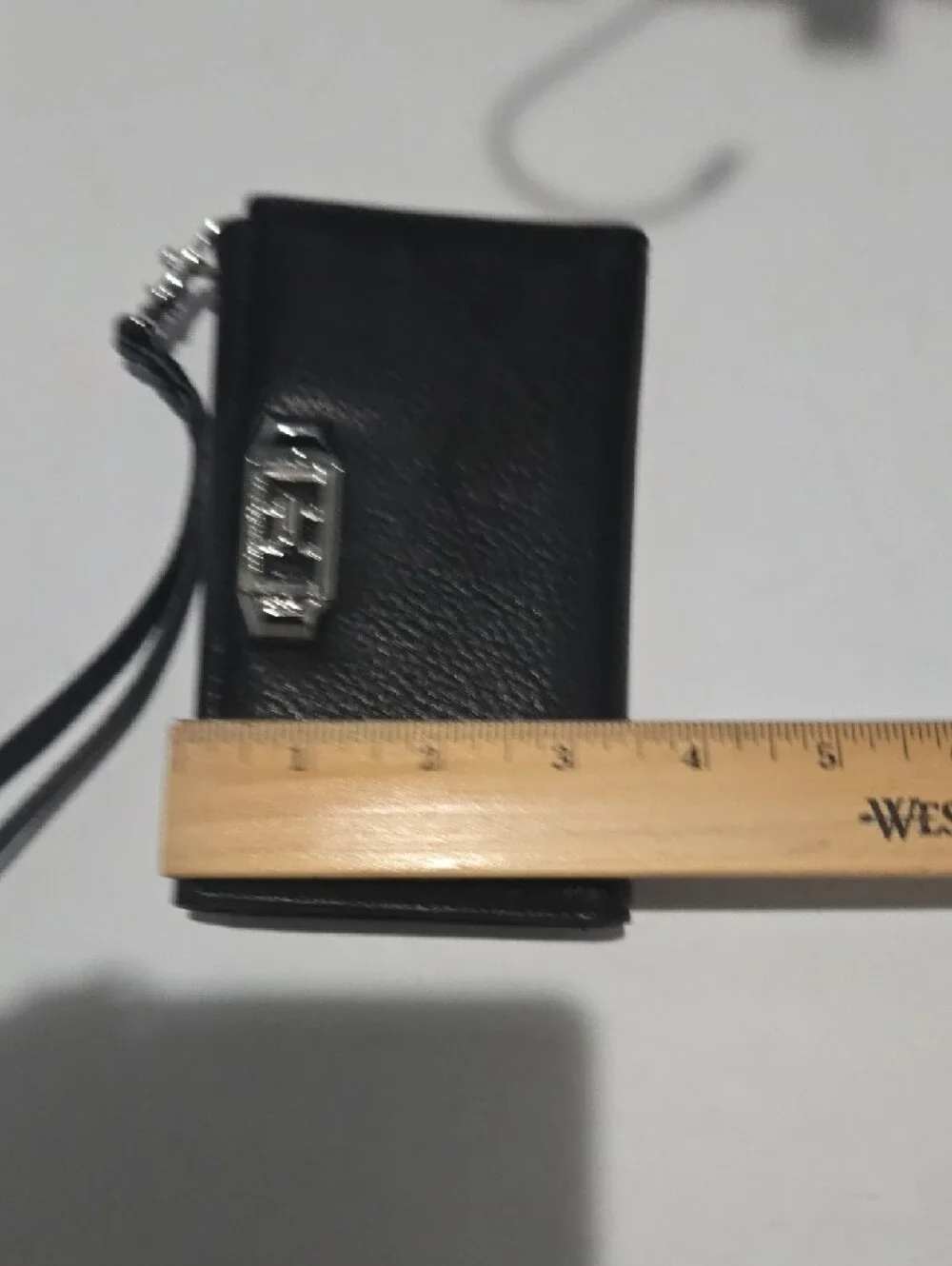 Rebecca Minkoff Black Leather Wristlet with Silver Hardware